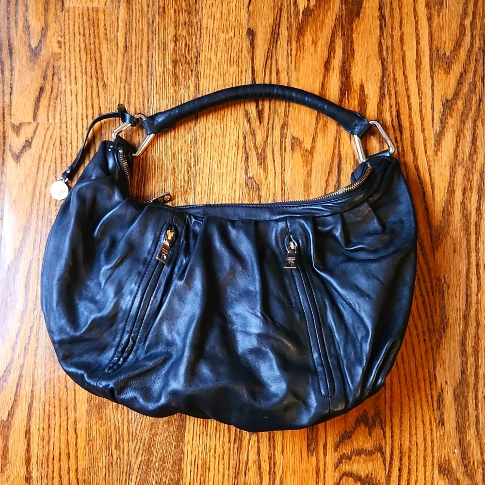 Genuine black leather DKNY Hobo bag